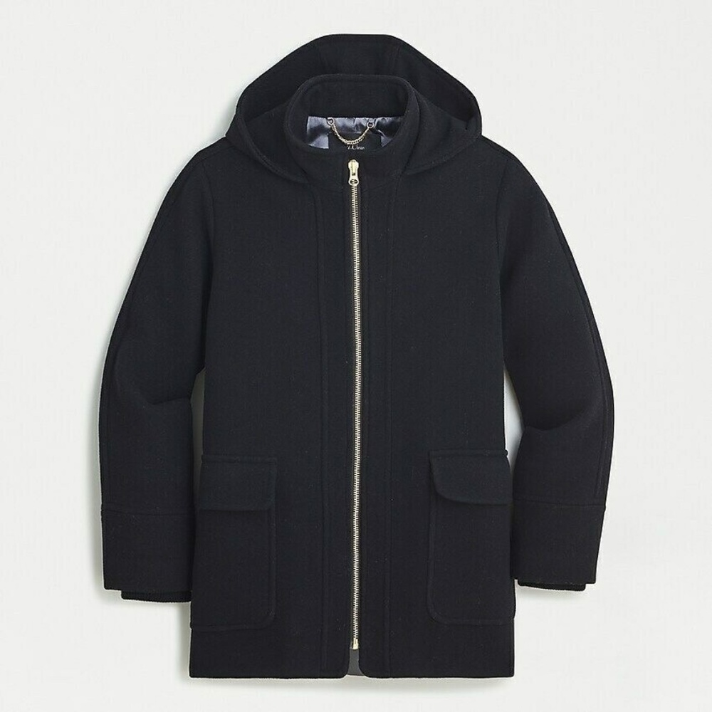 ✨NWT✨ J. CREW Italian Stadium Cloth Wool Swing Coat in BLACK Sz XXL